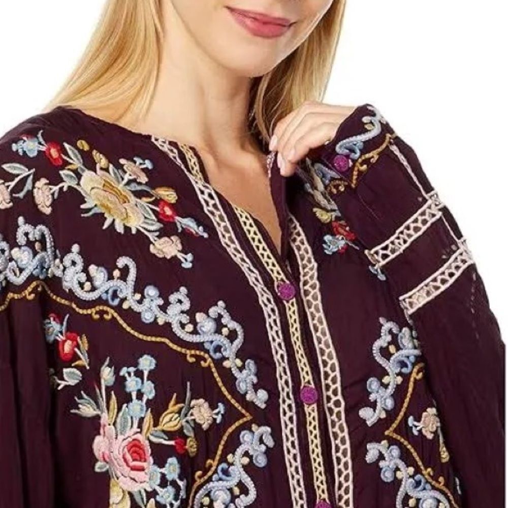 Johnny Was Carmen Button-Up Blouse in Jam, NWT, Size L - Picture 4 of 16